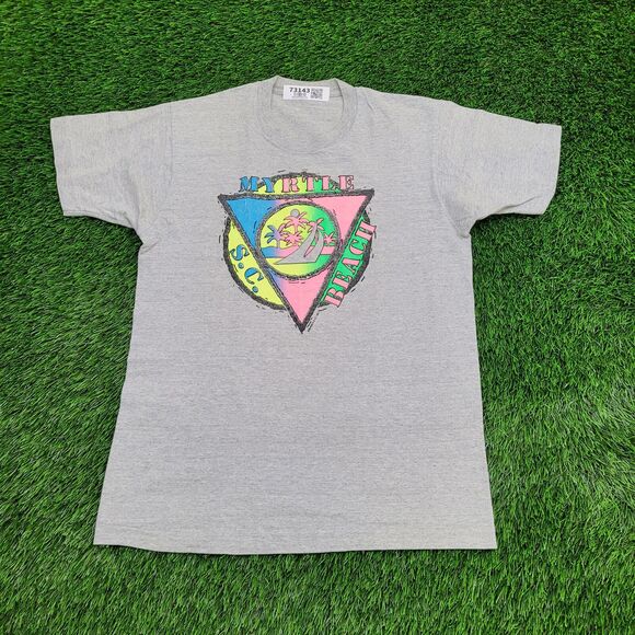 Vintage 1991 Myrtle Beach Shirt Medium 19x26 Gray - Picture 1 of 11